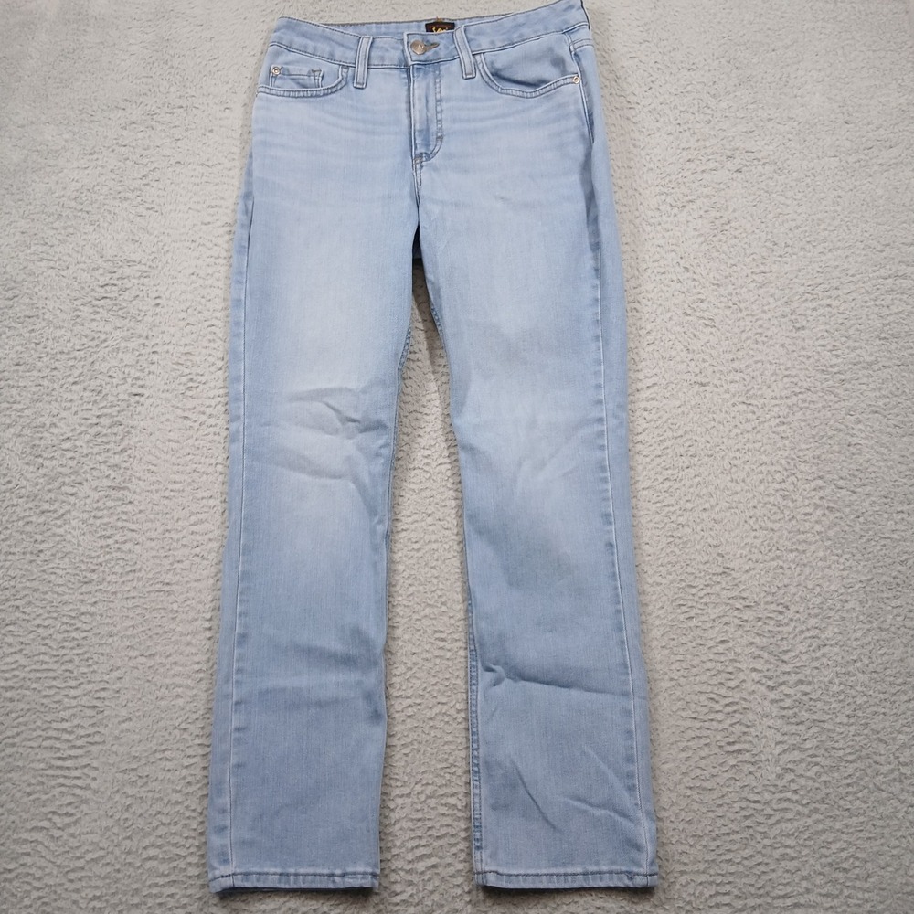 Lee Straight‎ Leg Jeans Women's 6M Light Wash Blue Stretch Denim